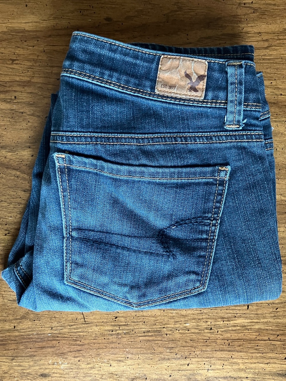 American Eagle Super Skinny Blue Jeans Denim Low Rise Pants Womens 4 Stretch